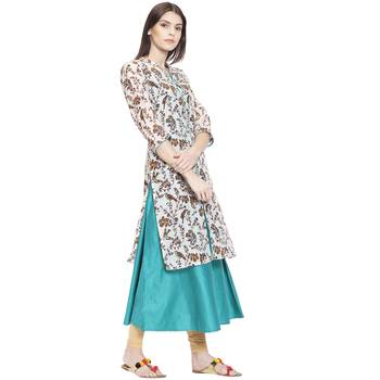 White printed polyester kurti 2