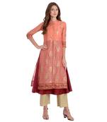 Peach printed chanderi kurti