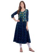 Blue printed rayon kurti
