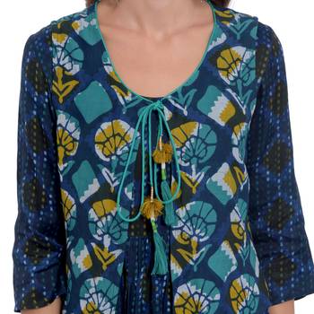 Blue printed rayon kurti 5