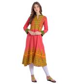 Pink printed rayon kurti