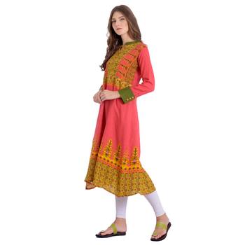 Pink printed rayon kurti 3