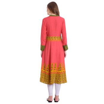 Pink printed rayon kurti 4