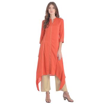 Coral plain rayon kurti 1