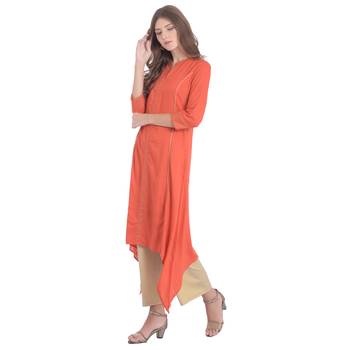 Coral plain rayon kurti 3