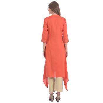 Coral plain rayon kurti 4