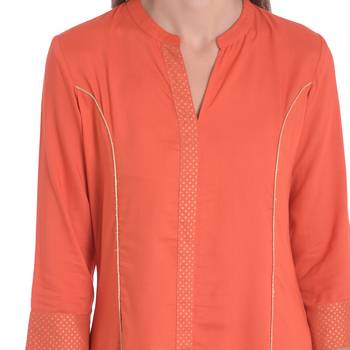 Coral plain rayon kurti 5