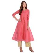 Pink printed chanderi kurti