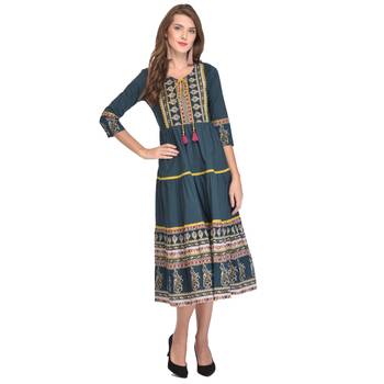 Green printed cotton kurti 1