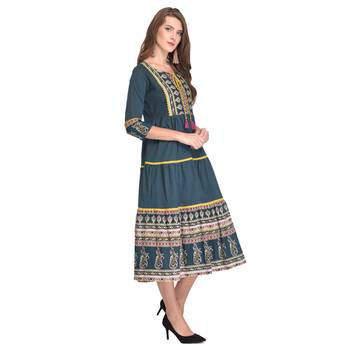 Green printed cotton kurti 2