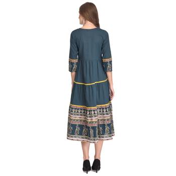 Green printed cotton kurti 4
