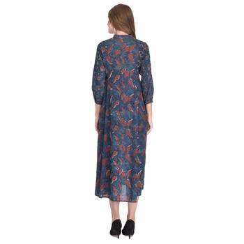 Blue embroidered cotton kurti 4