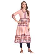 Pink printed cotton kurti