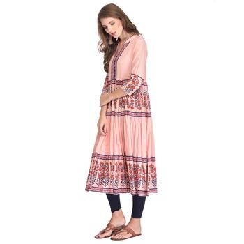 Pink printed cotton kurti 3