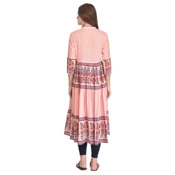 Pink printed cotton kurti 4