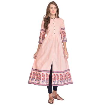 Pink printed cotton kurti 1