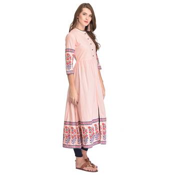 Pink printed cotton kurti 2