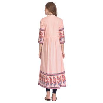 Pink printed cotton kurti 4