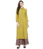 Mustard plain rayon kurti