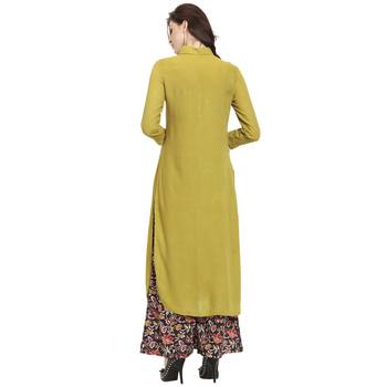 Mustard plain rayon kurti 4