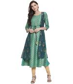 Teal printed chanderi kurti