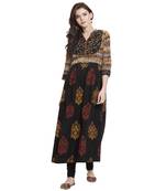 Black printed cotton kurti