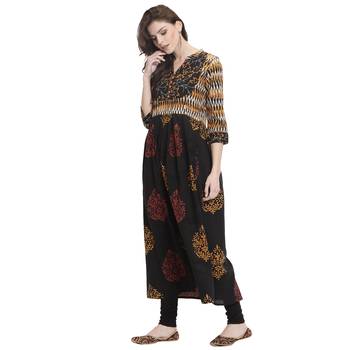 Black printed cotton kurti 3