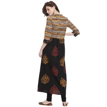 Black printed cotton kurti 4