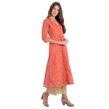 Coral printed cotton kurti 2