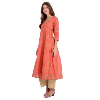 Coral printed cotton kurti 3