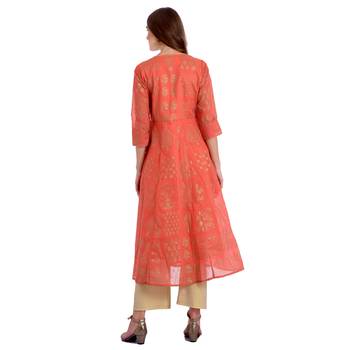 Coral printed cotton kurti 4
