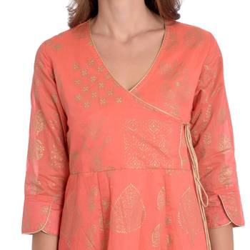 Coral printed cotton kurti 5