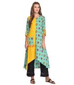 Yellow printed polyester kurti