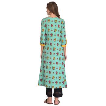 Yellow printed polyester kurti 4