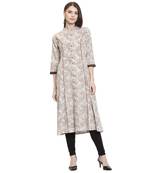Off white printed cotton kurti