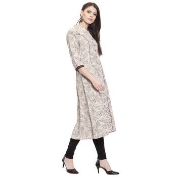 Off white printed cotton kurti 2