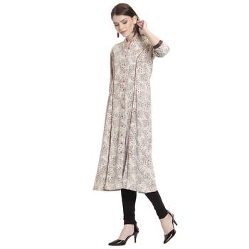 Off white printed cotton kurti 3