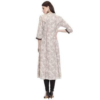 Off white printed cotton kurti 4