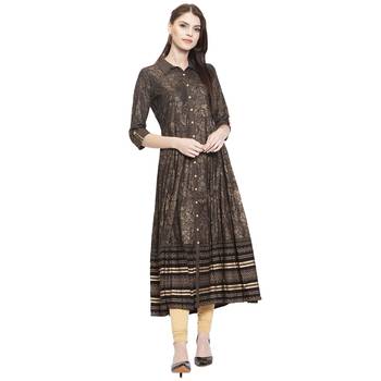 Black printed cotton kurti 1