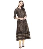 Black printed cotton kurti