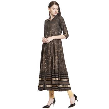 Black printed cotton kurti 3