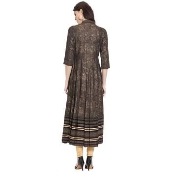 Black printed cotton kurti 4