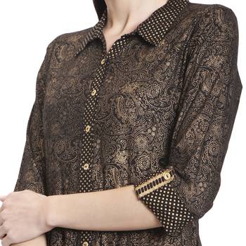 Black printed cotton kurti 5