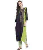 Navy blue embroidered rayon kurti