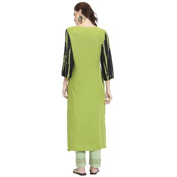Navy blue embroidered rayon kurti 5