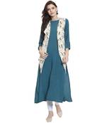 Teal printed rayon kurti