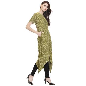 Green printed rayon kurti 3