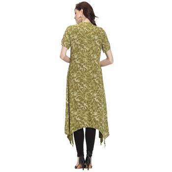 Green printed rayon kurti 4