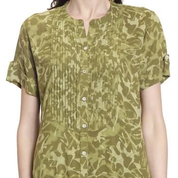 Green printed rayon kurti 5