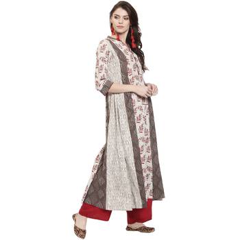 Off white printed cotton kurti 2